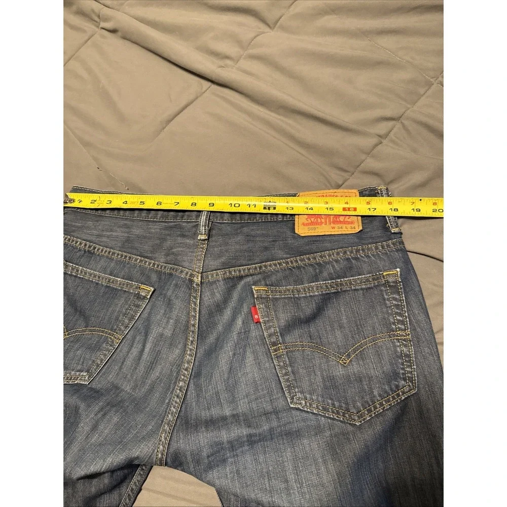 Levis 569 Loose Straight Dark Wash Blue Denim Jeans Men's 34x34 (Fitz 36x32) - Picture 8 of 9